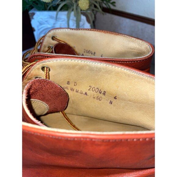 Rare Vintage Frye Womens Leather Boots 8D 1980s Made In USA Brown Ankle Chukka L - Picture 8 of 8